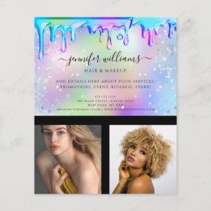 Flyer Logotipo de Foto Personalizado Promo Drips Holográ