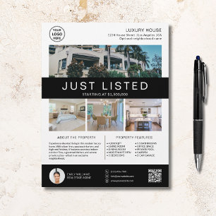 Flyer Logotipo de Foto QR Branco de Casa de Imóvel à Ven