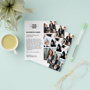 Flyer Logotipo de Foto QR Moderno Branco Empresarial Cor