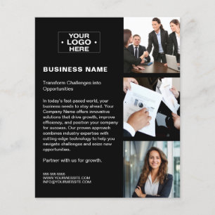 Flyer Logotipo de Foto QR Moderno Preto Empresarial Corp