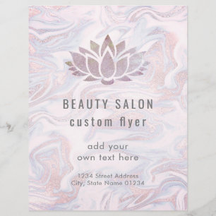 Flyer logotipo de lotus em mármore fluido