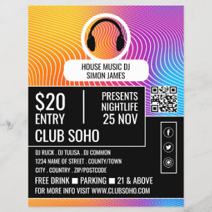 Flyer Logotipo de Onda de Música para Auscultadores, Anú