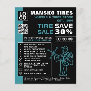 Flyer Logotipo de reparação de pneus, Compro especializa
