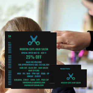 Flyer Logotipo de Tesoura, Estilista de Cabelo, Anúncio