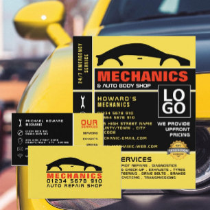 Flyer Logotipo do carro, Auto Mechanic e Repara anúncio