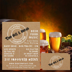 Flyer Logotipo do Classic Country Pub, Publicidade Pub/B