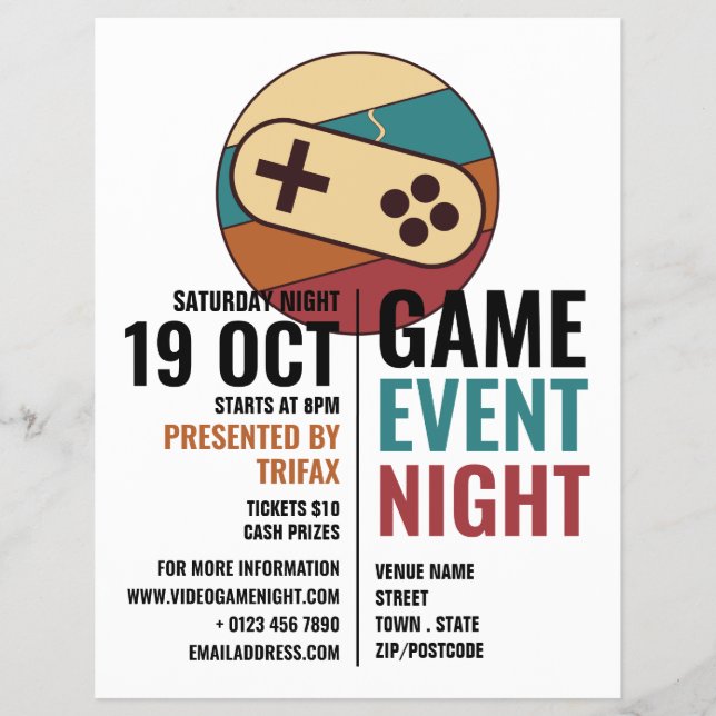 Flyer Logotipo do Controlador de Jogo, Anúncio de Evento (Frente)