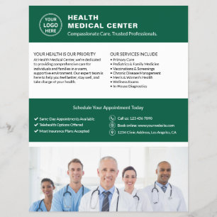Flyer Logotipo do Médico da Clínica de Saúde Foto QR Ver