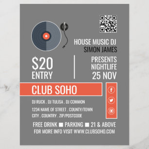 Flyer Logotipo do Player de Gravação, Anúncios DJ Profes