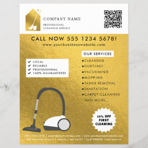 Flyer Logotipo do Serviço de Limpeza Moderna com Código
