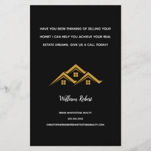 Flyer Logotipo Dourado de Imóveis Casa Golden Realtor Mo