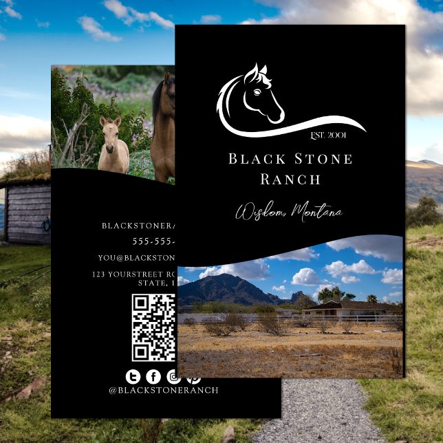 Flyer Logotipo equestre do rancho equestre (Horse ranch logo equestrian branding address flyer)