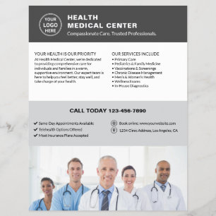 Flyer Logotipo Foto QR Cinza Clínica Médica Doutor