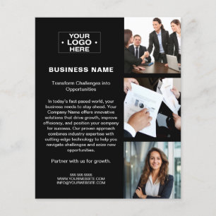 Flyer Logotipo fotográfico moderno QR Black Corporate Bu