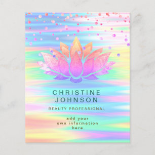 Flyer logotipo lótus, ondas coloridas, profissional de b