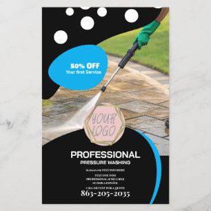 Flyer Logotipo Minimalista de Lavagem Profissional sob P