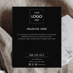 Flyer Logotipo Mínimo de Marketing de Negócio Preto<br><div class="desc">Simples passageiro de negócios.</div>