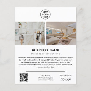 Flyer Logotipo Moderno Foto QR Marketing Empresarial Bra