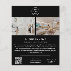 Flyer Logotipo Moderno Foto QR Marketing Empresarial Pre