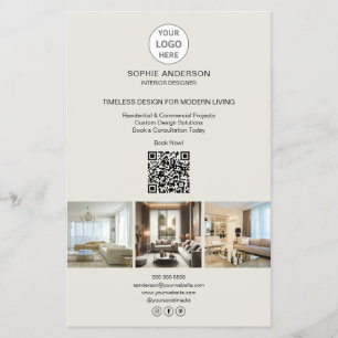 Flyer Logotipo Moderno Foto QR Negócios Profissionais
