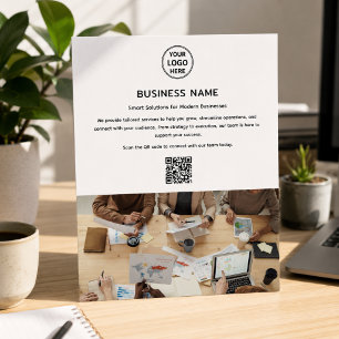Flyer Logotipo Moderno Foto QR Profissional Branco Negóc