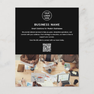 Flyer Logotipo Moderno Foto QR Profissional Empresa Pret