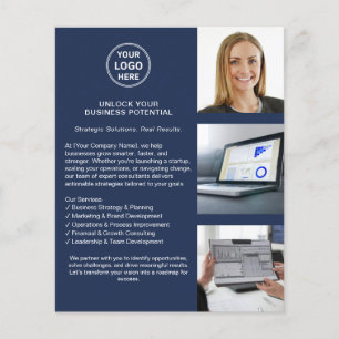 Flyer Logotipo Moderno Profissional Azul Marinho Empresa