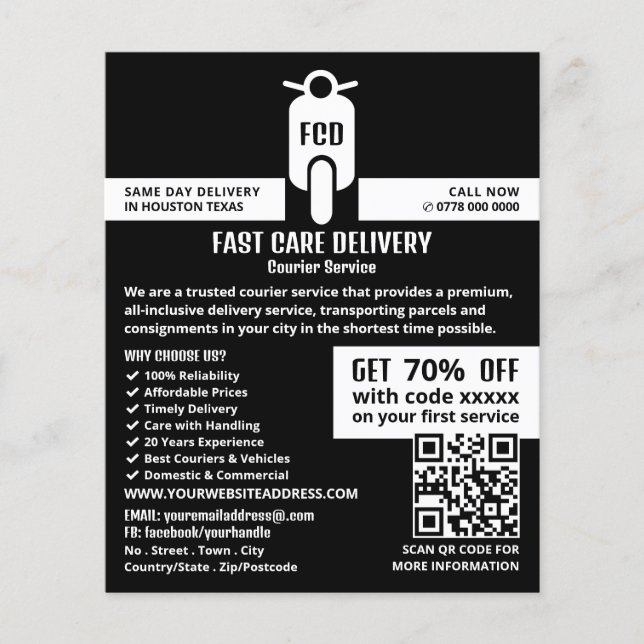 Flyer Logotipo Mopado de Courier, Anúncio de serviço de  (Frente)