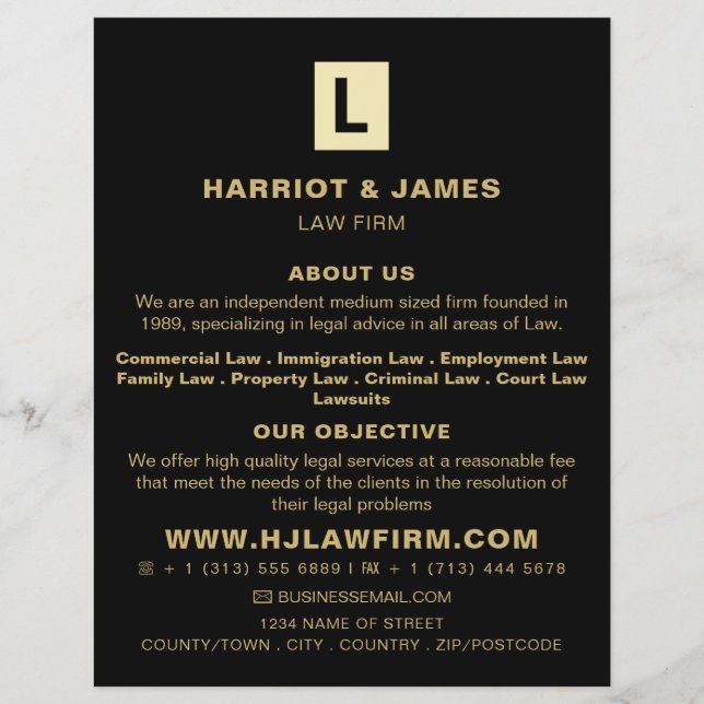 Flyer Logotipo Personalizado, Anúncio de Serviços Jurídi (Frente)