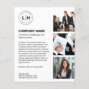 Flyer Logotipo Personalizado Branco Empresarial Moderno