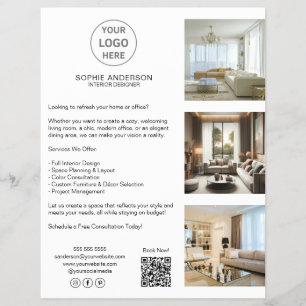 Flyer Logotipo Personalizado Branco Moderno Profissional