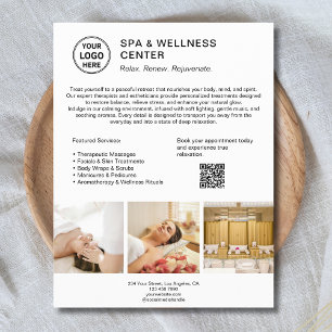Flyer Logotipo personalizado Código QR Spa Wellcenter Bu