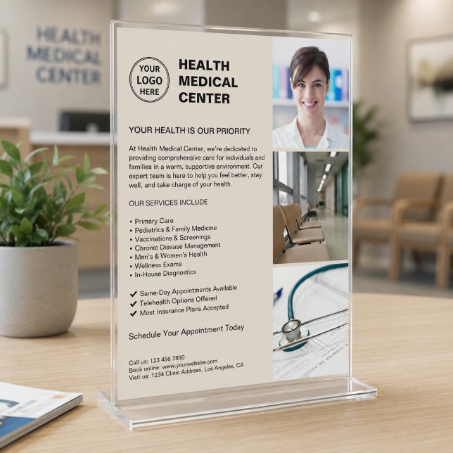 Flyer Logotipo Personalizado de Clínica Médica Moderna (Modern Clinic Doctor Healthcare Custom Logo Flyer)