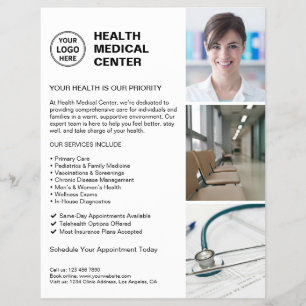 Flyer Logotipo Personalizado do Médico Médico Moderno