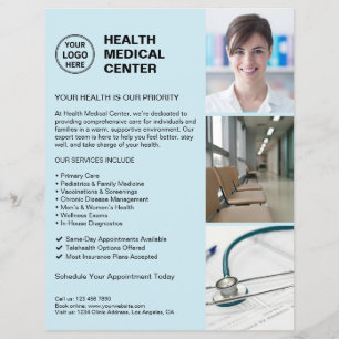 Flyer Logotipo Personalizado do Médico Médico Moderno