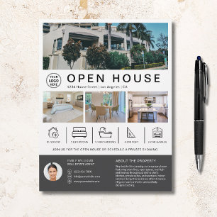 Flyer Logotipo personalizado do Open House Real Estate