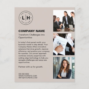 Flyer Logotipo Personalizado Foto Moderno Beige Business