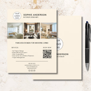 Flyer Logotipo Personalizado Foto QR Creme Profissional