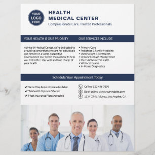 Flyer Logotipo Personalizado Foto QR Médico Clínica Saúd