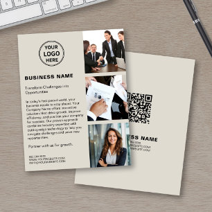Flyer Logotipo Personalizado Foto QR Moderno Negócios Co