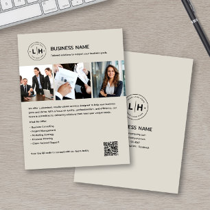 Flyer Logotipo Personalizado Foto QR Negócios Profission