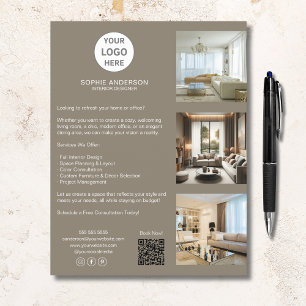 Flyer Logotipo Personalizado Moderno Bege Negócios Profi