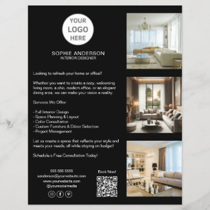 Flyer Logotipo personalizado moderno Black Professional 