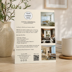 Flyer Logotipo Personalizado Moderno Creme Negócios Prof