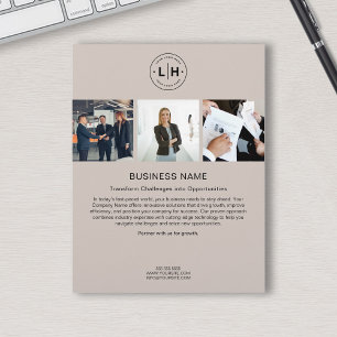 Flyer Logotipo Personalizado Moderno Foto Bege Negócios