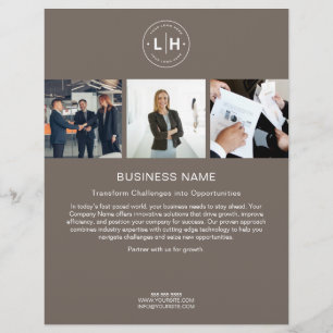 Flyer Logotipo Personalizado Moderno Foto Bege Negócios 