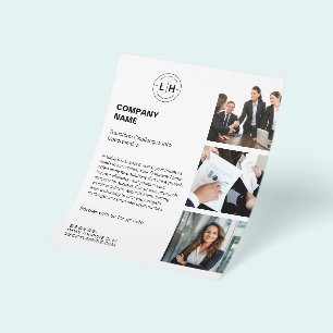 Flyer Logotipo Personalizado Moderno Foto Branco Negócio