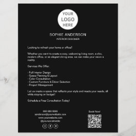 Flyer Logotipo Personalizado Moderno Preto Empresarial P