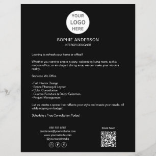Flyer Logotipo Personalizado Moderno Preto Empresarial P
