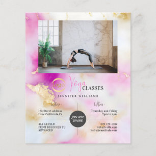 Flyer Logotipo Yoga Photo Abstrato Watercolor Pink Doura